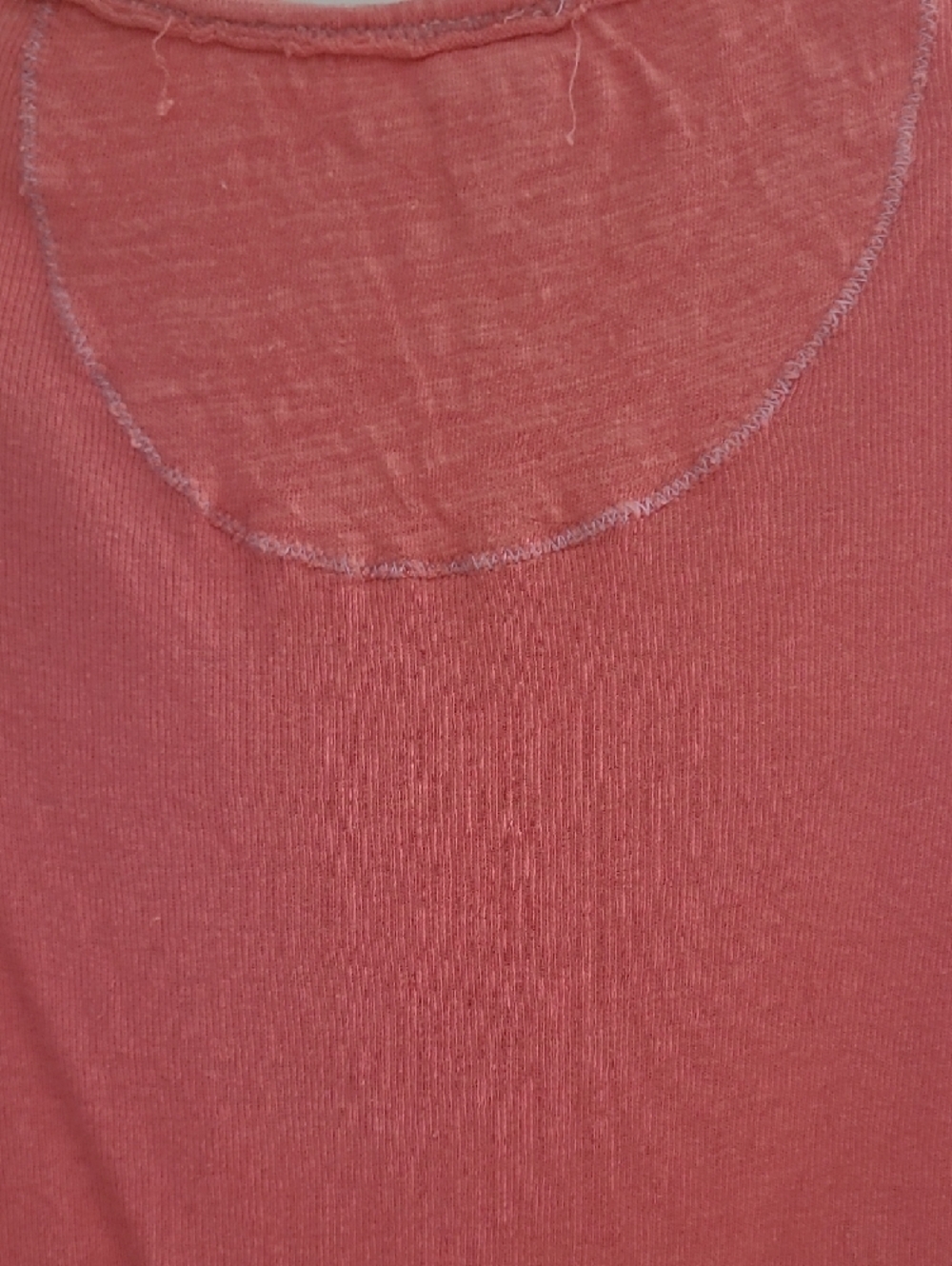 WE THE FREE Coral-Orange Sharkbite Hem Henley Heather Gray Sleeves Oversized EUC - Picture 10 of 10